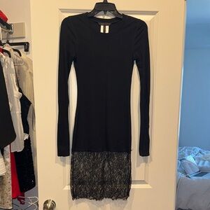 BCBGMaxAzria Black Long Sleeve Dress with Lace Detail